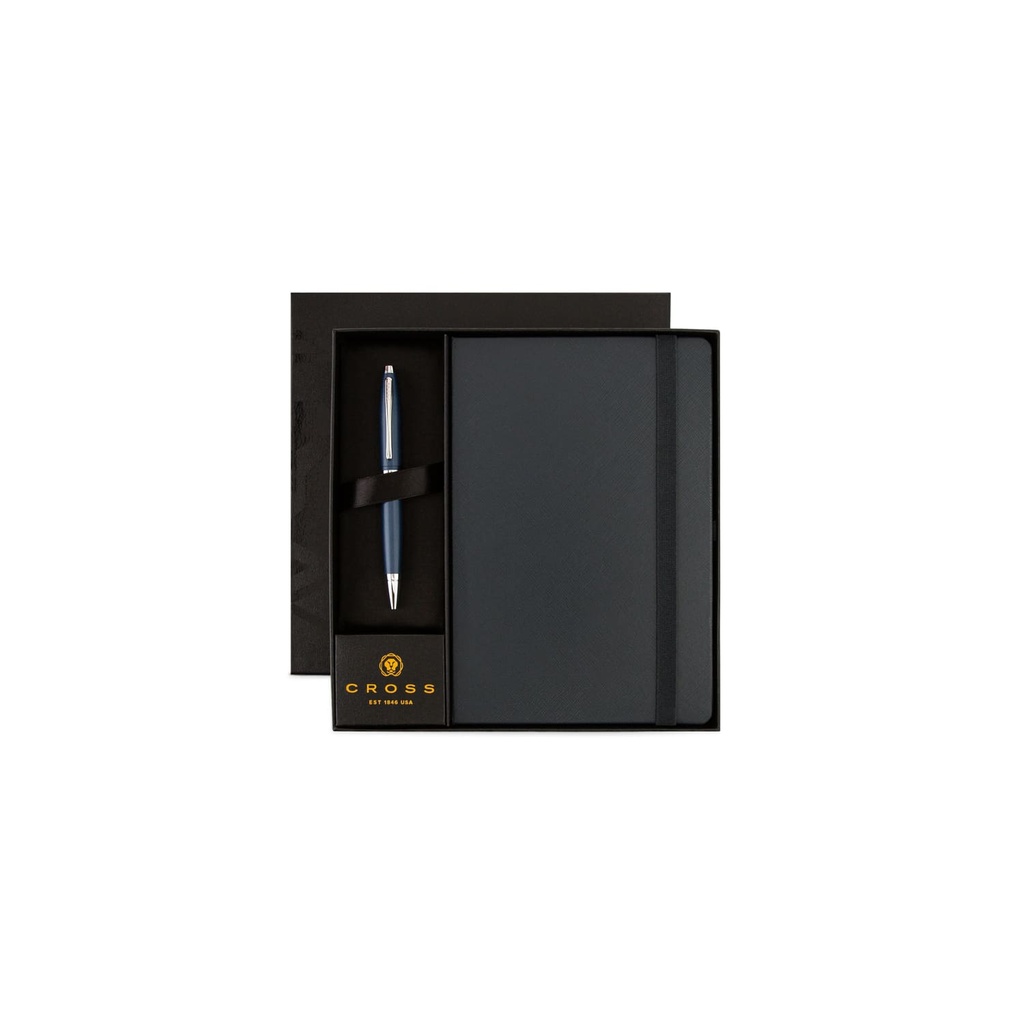 CROSS HARDCOVER A5 NOTEBOOK + PEN - NAVY BLUE 