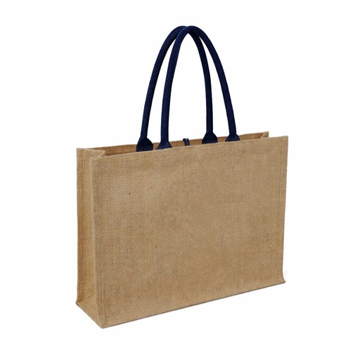 MONCLOVA - Jute Bag with Canvas Pocket - Blue