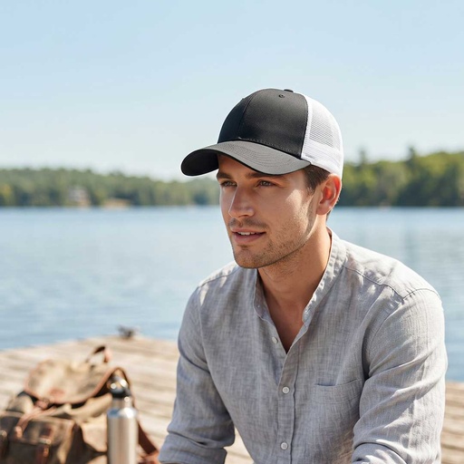 SWIFT - Santhome 6 Panel Trucker Cap - Black / White