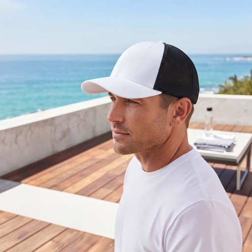 SWIFT - Santhome 6 Panel Trucker Cap - White / Black