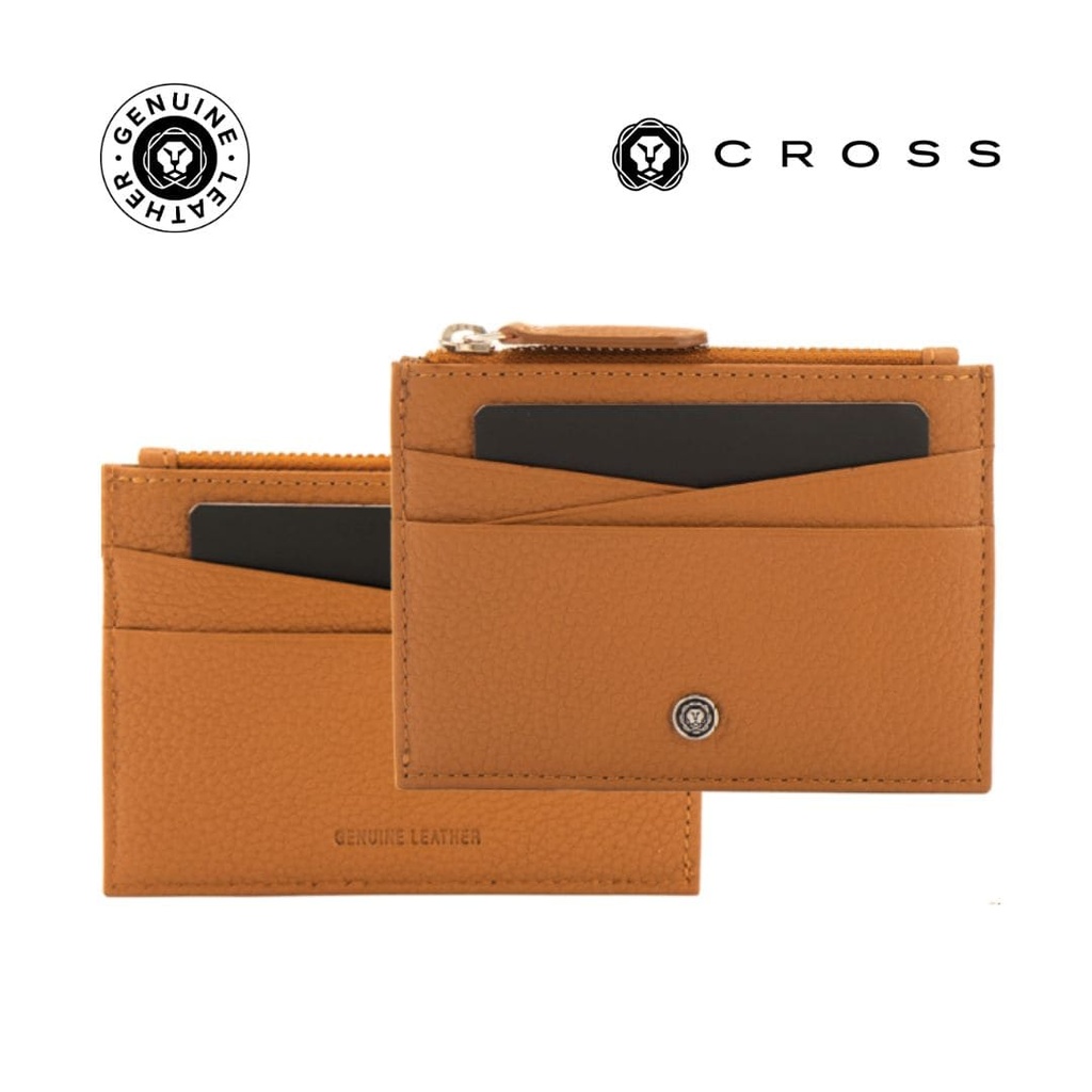 CROSS Pebble Leather Ladies' 6CC Zip Card Holder - Mocha