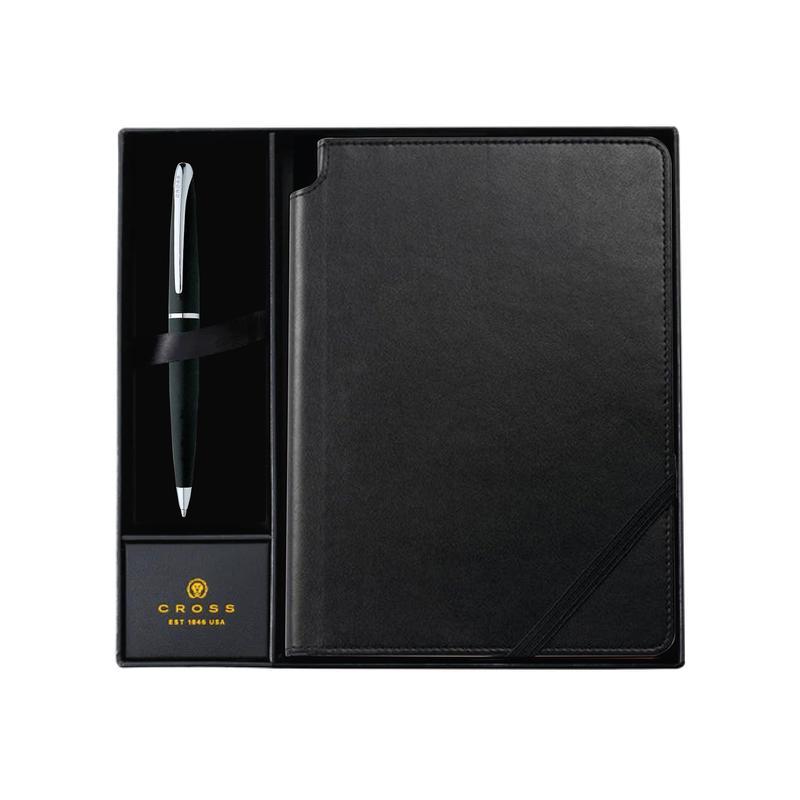 Cross ATX® Basalt Black Ballpoint Pen with Classic Black Journal Gift Set