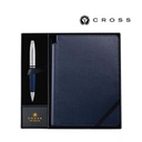 Cross Calais™ Chrome/Blue Lacquer Ballpoint Pen with Classic Midnight Blue Journal Gift Set