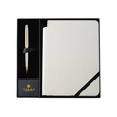 Cross Coventry Chrome/Gold Ballpoint Pen with Classic White Journal Gift Set