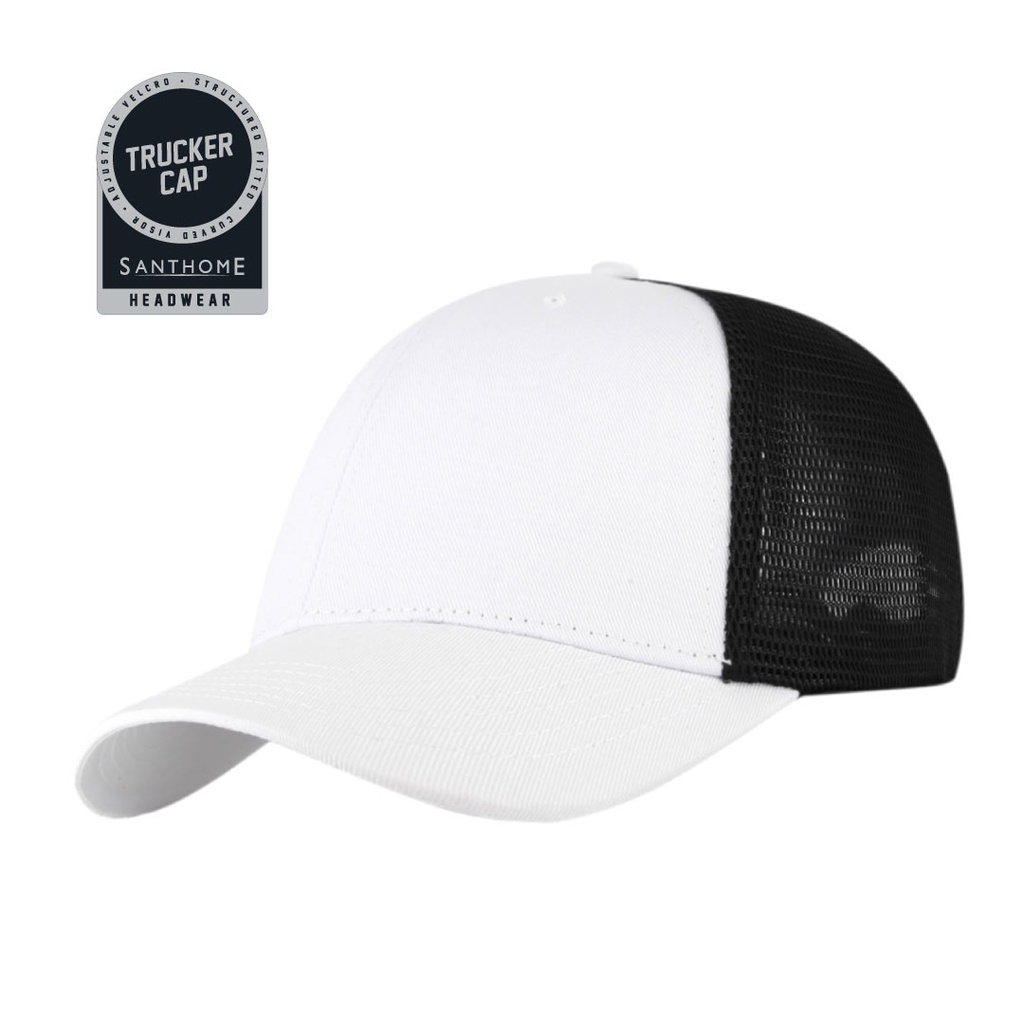 SWIFT - Santhome 6 Panel Trucker Cap - White / Black