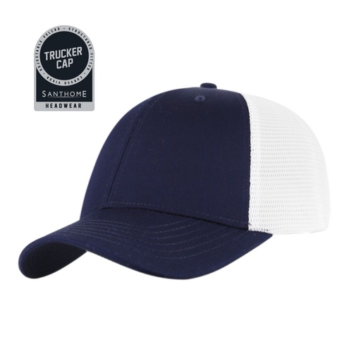 [HWSN 7133] SWIFT - Santhome 6 Panel Trucker Cap - Navy / White